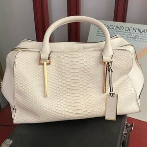Vince Camuto White snakeskin embellished tote